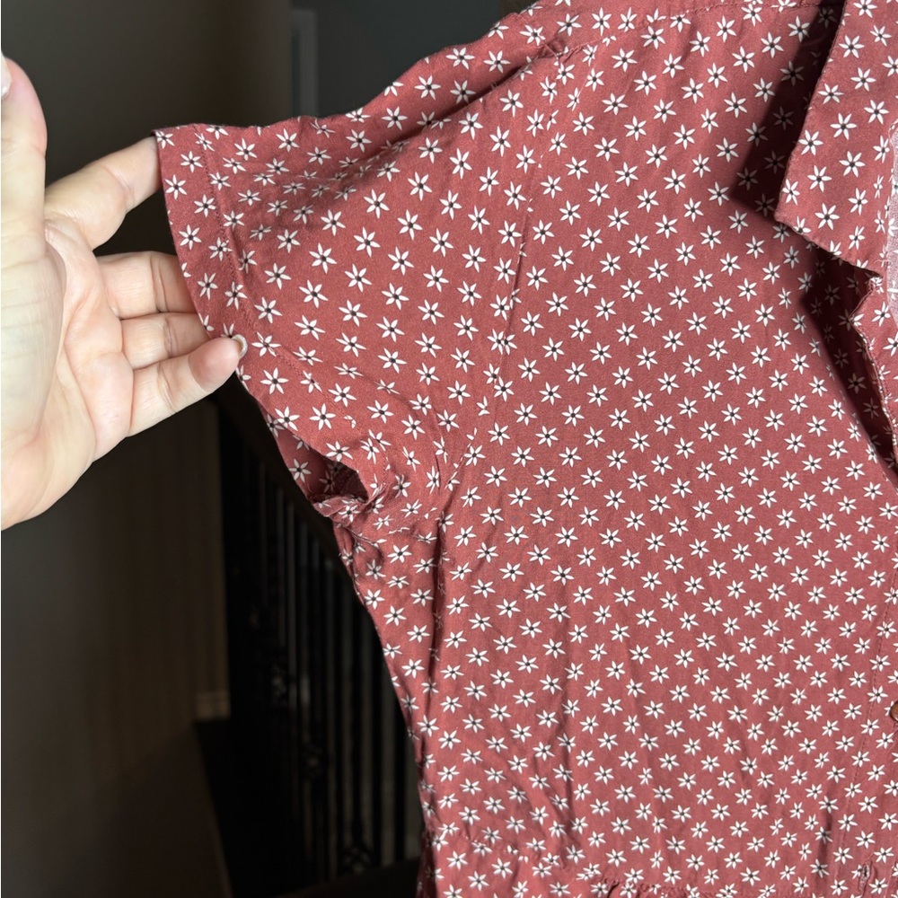 Vans Red Patterned Button-Down Mini Dress Size M … - image 2